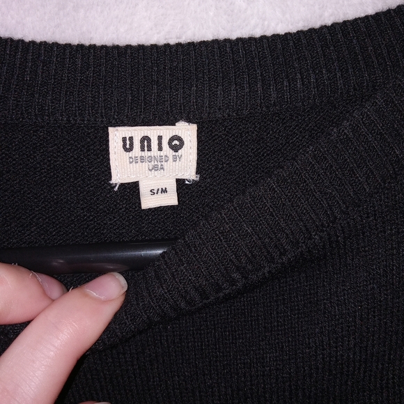 Black Graphic Patchwork Sweatshirt Mens Size Medium Uniq Brand - Picture 7 of 8